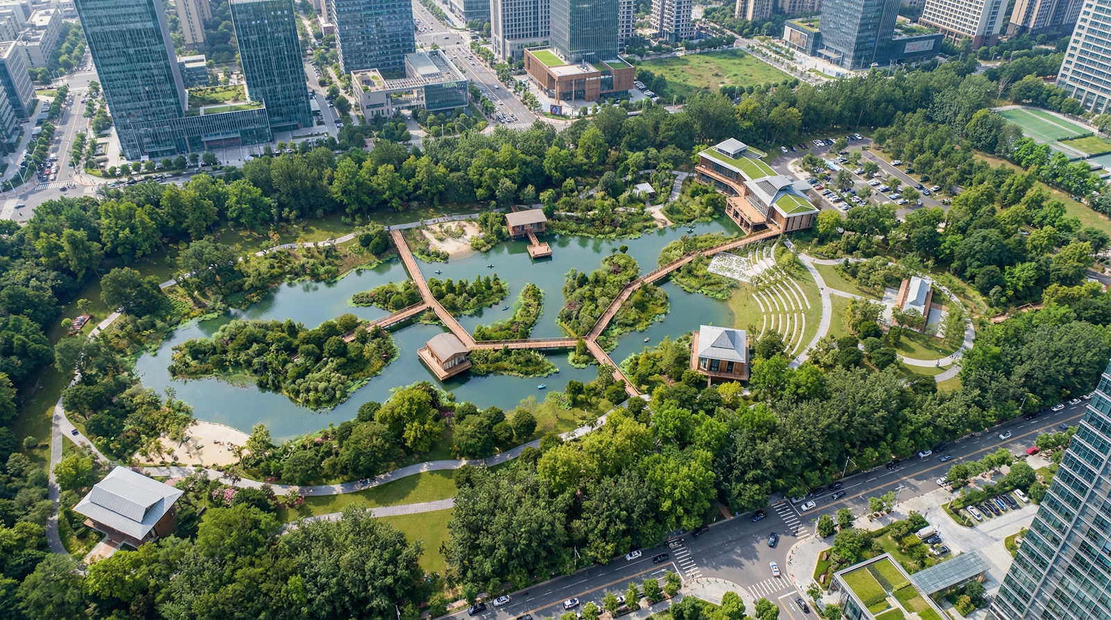 Photorealistic aerial visualization of the site