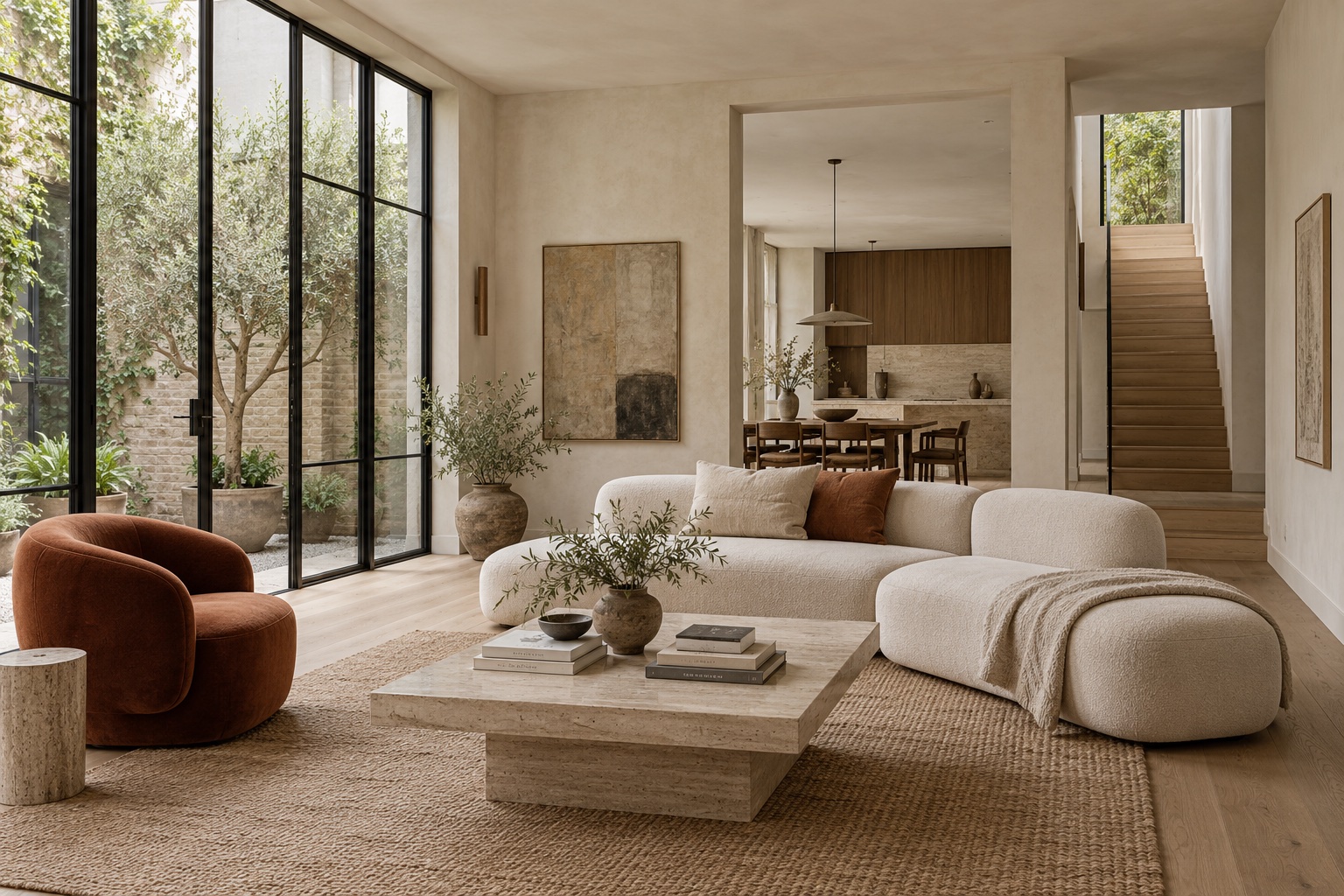 A warm contemporary living room concept